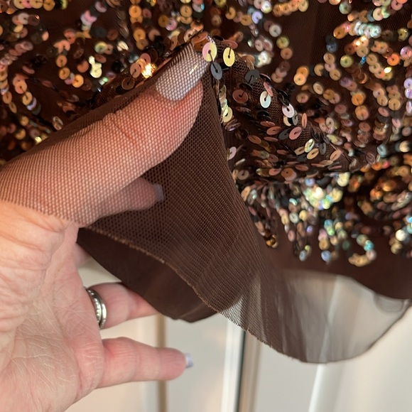 Brown sequined circle skirt. - Picture 2 of 4
